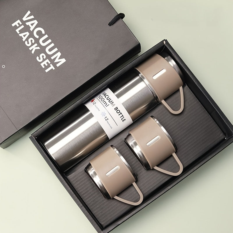 Stainless Steel Travel Mug Set with 3 Lids for Hot Cold Drinks
