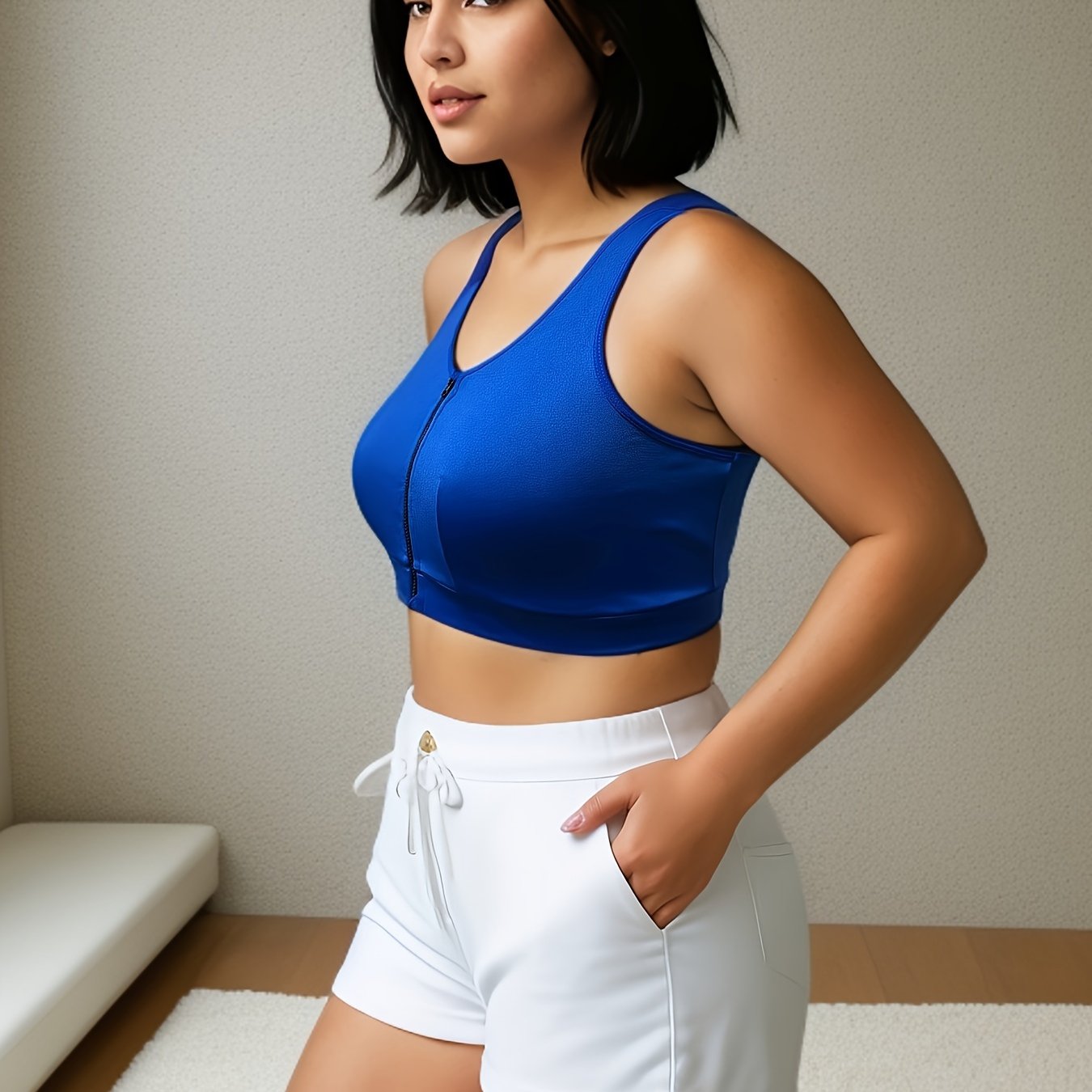 Women's Plus Size Backless Lingerie with Front Zipper Casual Top