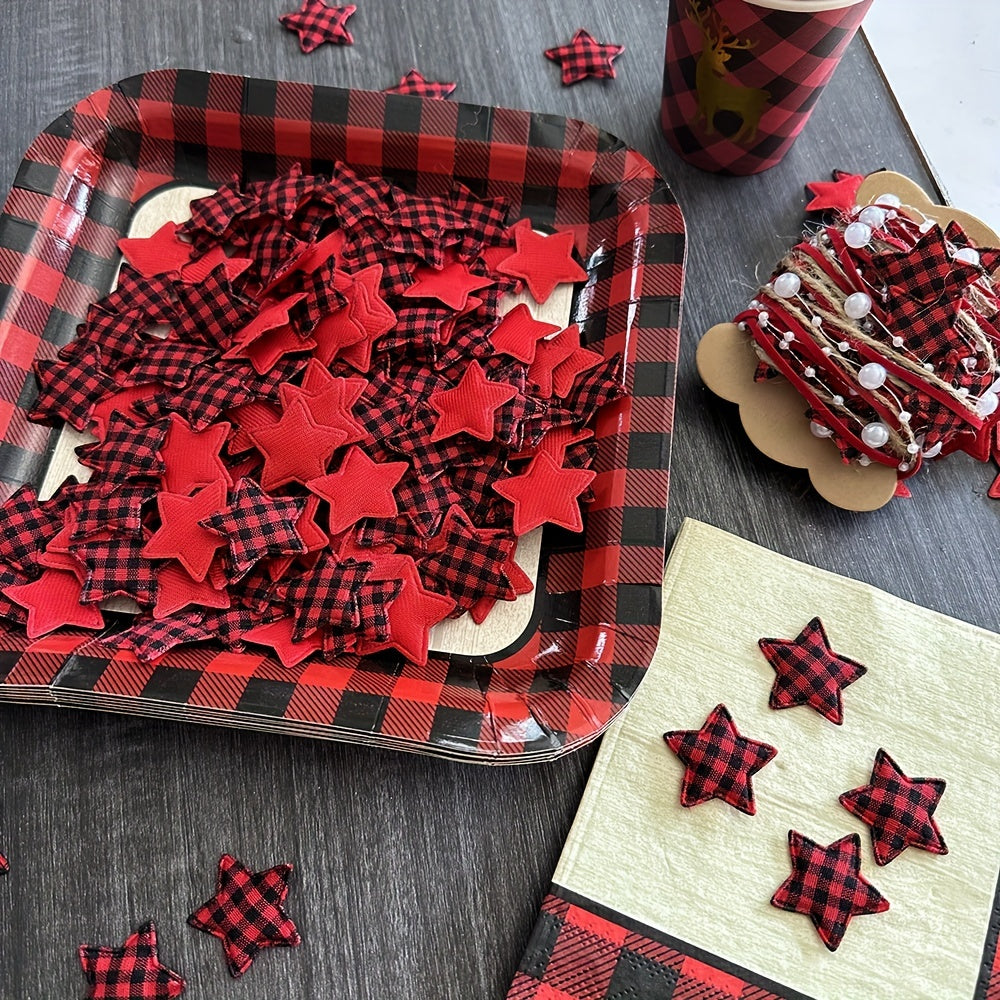 Christmas Plaid Pentagram Home Decor Accessories for DIY Tree Decoration