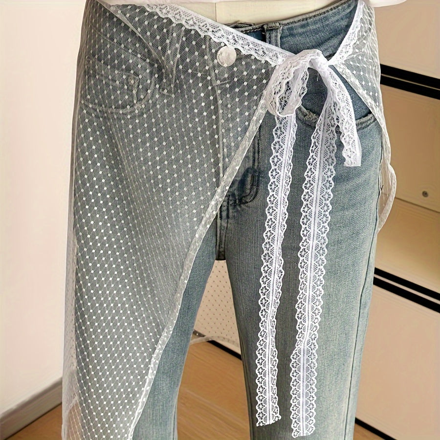 Unisex Midi Skirt Apron with Adjustable Lace Shirt Extender