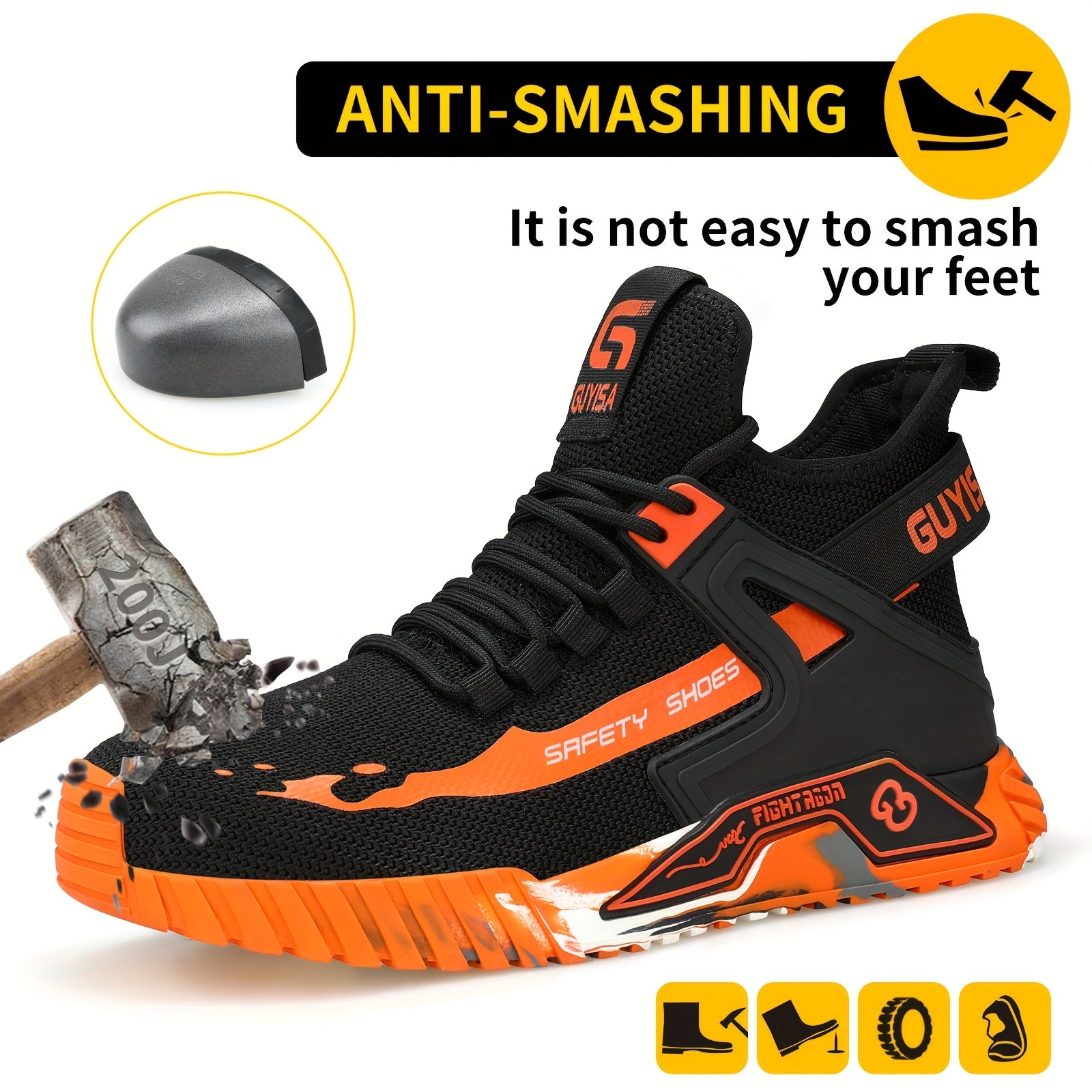 Women's Steel Toe Work Shoes Anti-Smash Anti-Piercing Lightweight Safety Shoes For Work