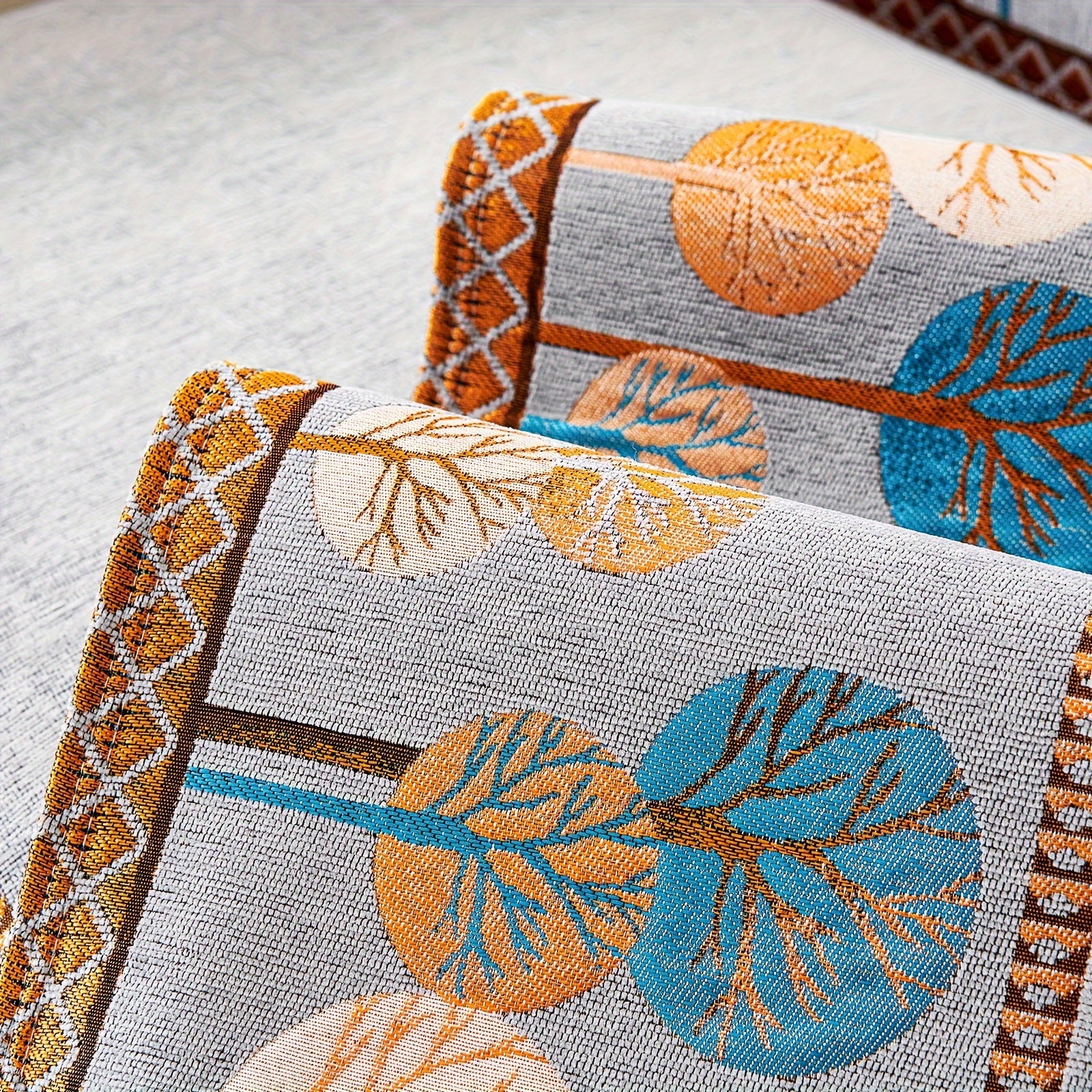 Chenille Sofa Slipcover with Geometric Embroidery Pet-Friendly Fabric for Home Decor