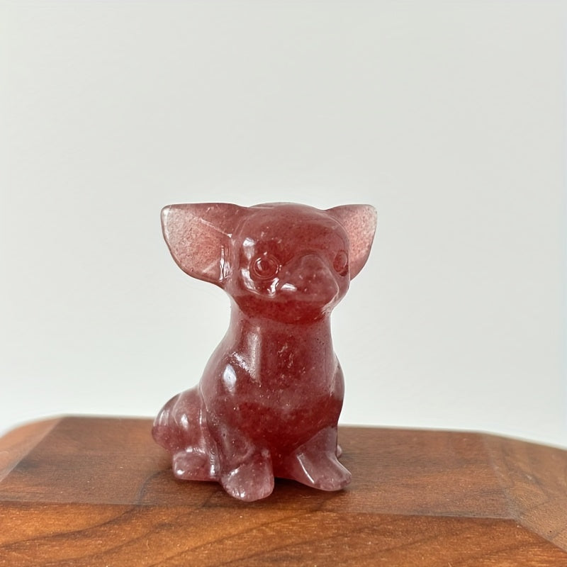 Crystal Chihuahua Dog Carving Natural Crystal Home Decor Office Decor Gift