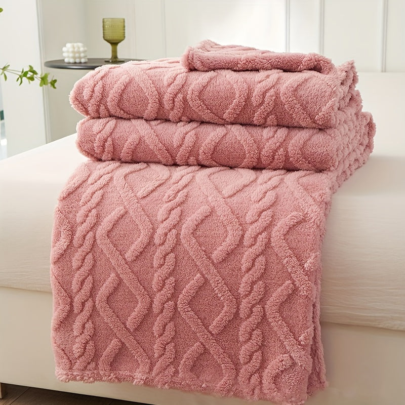 Fleece Blanket Thick Warm Cozy 3D Fashionable Lamb Design for Bed Couch Travel