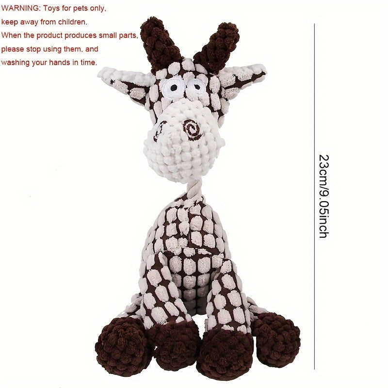 Corduroy Donkey-Shaped Dog Chew Toy with Squeaker for All Breeds