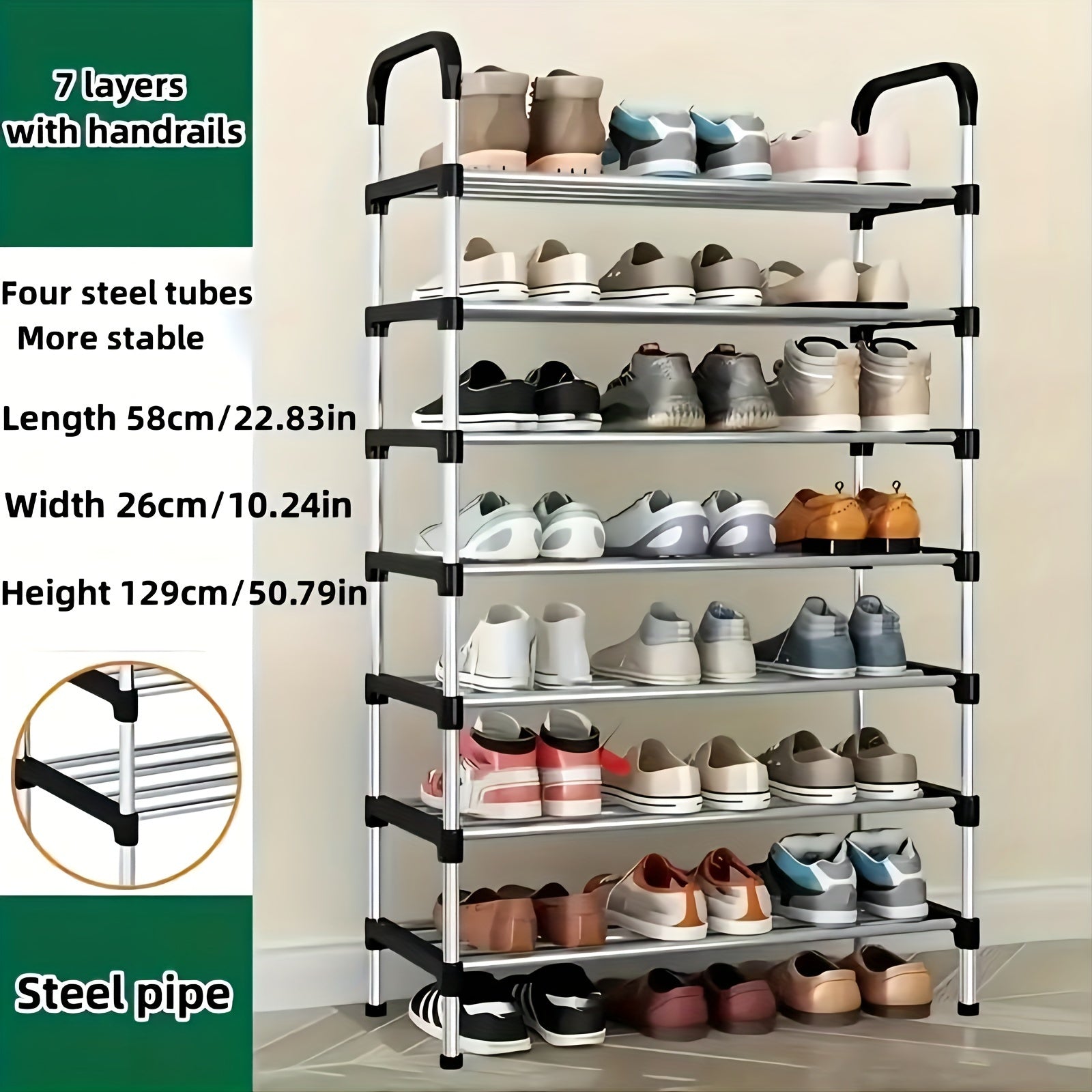 Multi-Layer Steel Shoe Rack for Entryway Bedroom and Living Room Storage