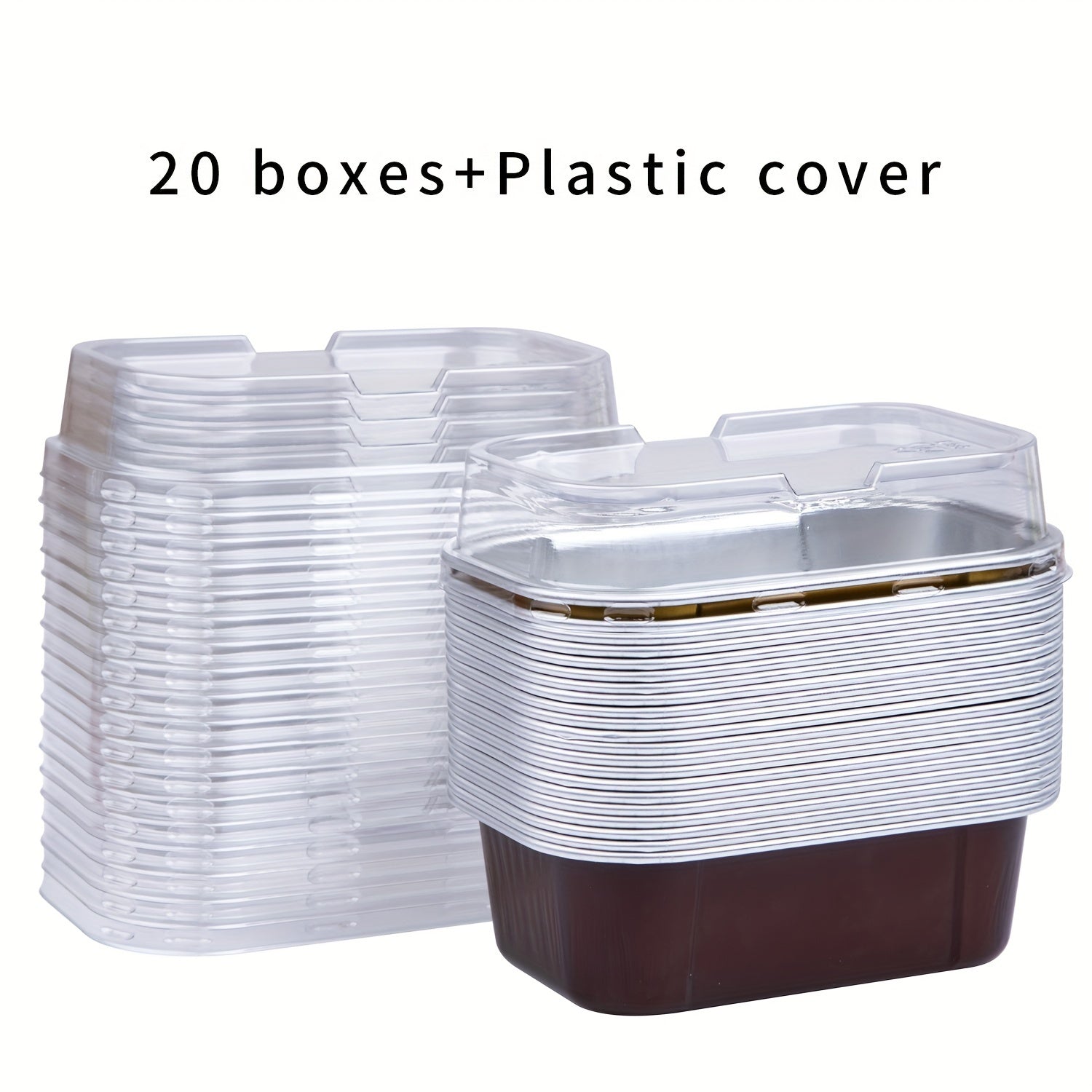 Pack de 20 copas mini cuadradas de aluminio coloridas para postres de 10.92x7.11 cm con tapas