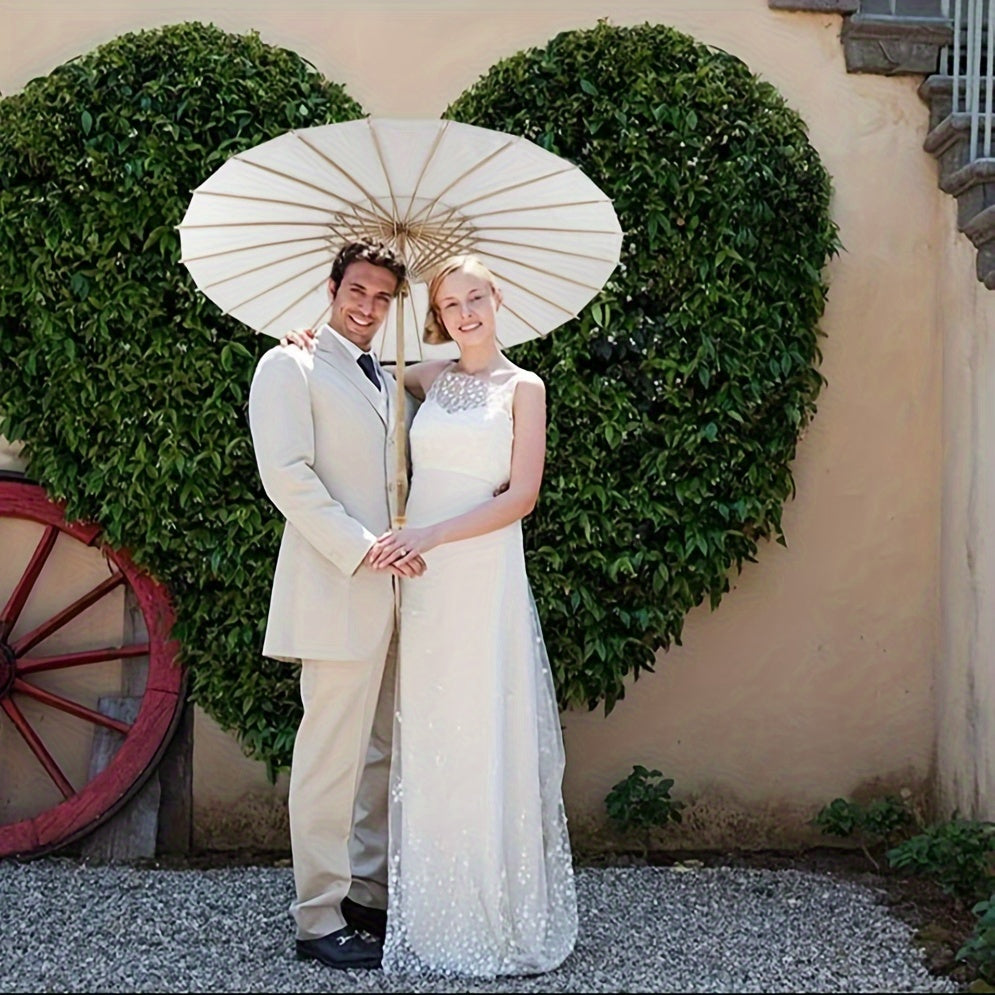 White Wedding Umbrella 83.82cm Round Lightweight Portable for Bridesmaids Photoshoots