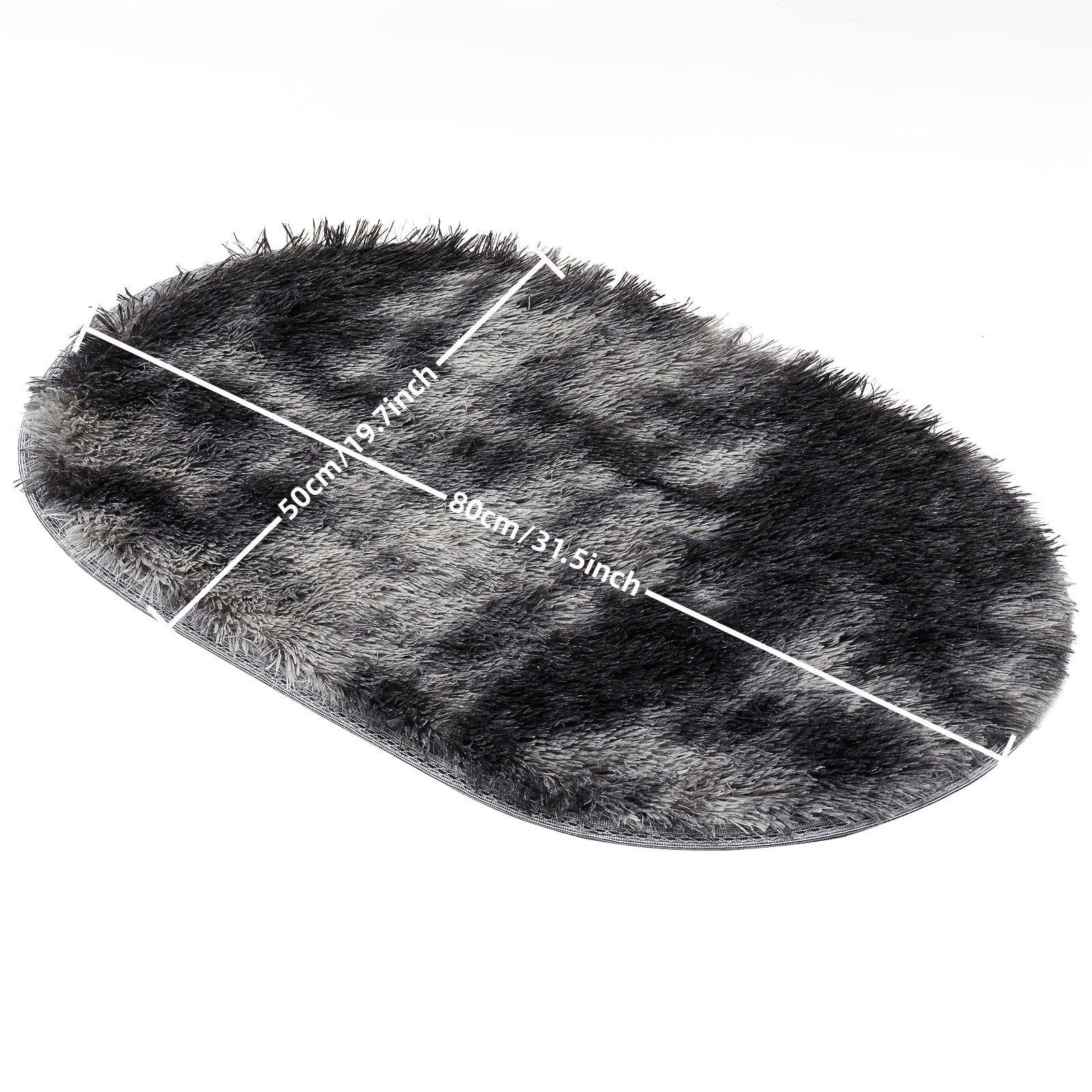 Oval Shaggy Rug Fluffy Non-Slip Machine Washable Polyester Floor Mat 40mm Thick Living Room Bedroom Bathroom