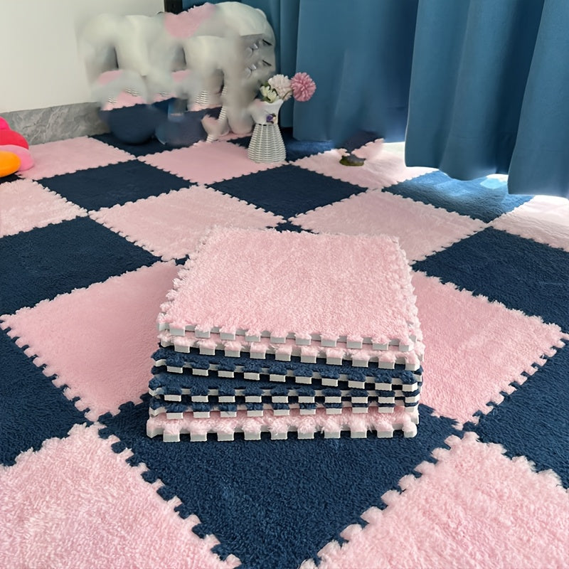 12 Pack Interlocking Rugs Thickened Design Washable Bedroom Closet Carpet Set