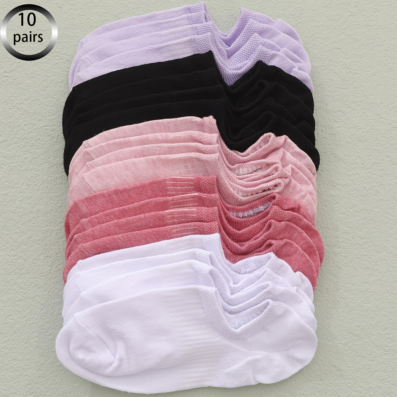 Women's Breathable Ankle Socks 10 Pairs Cotton Polyester Elastane Casual Mix Colors