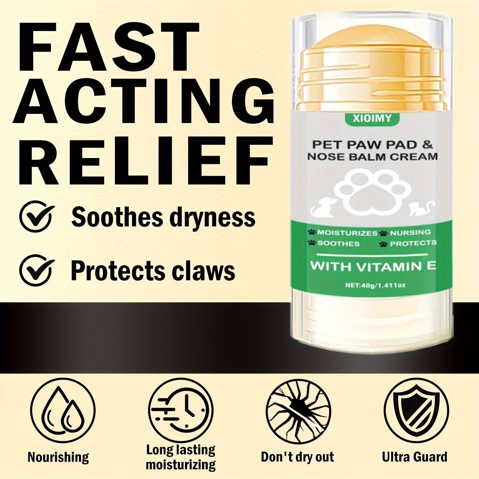 Pet Paw and Nose Balm Stick 1.4oz Hydrating Moisturizer for Cats and Dogs