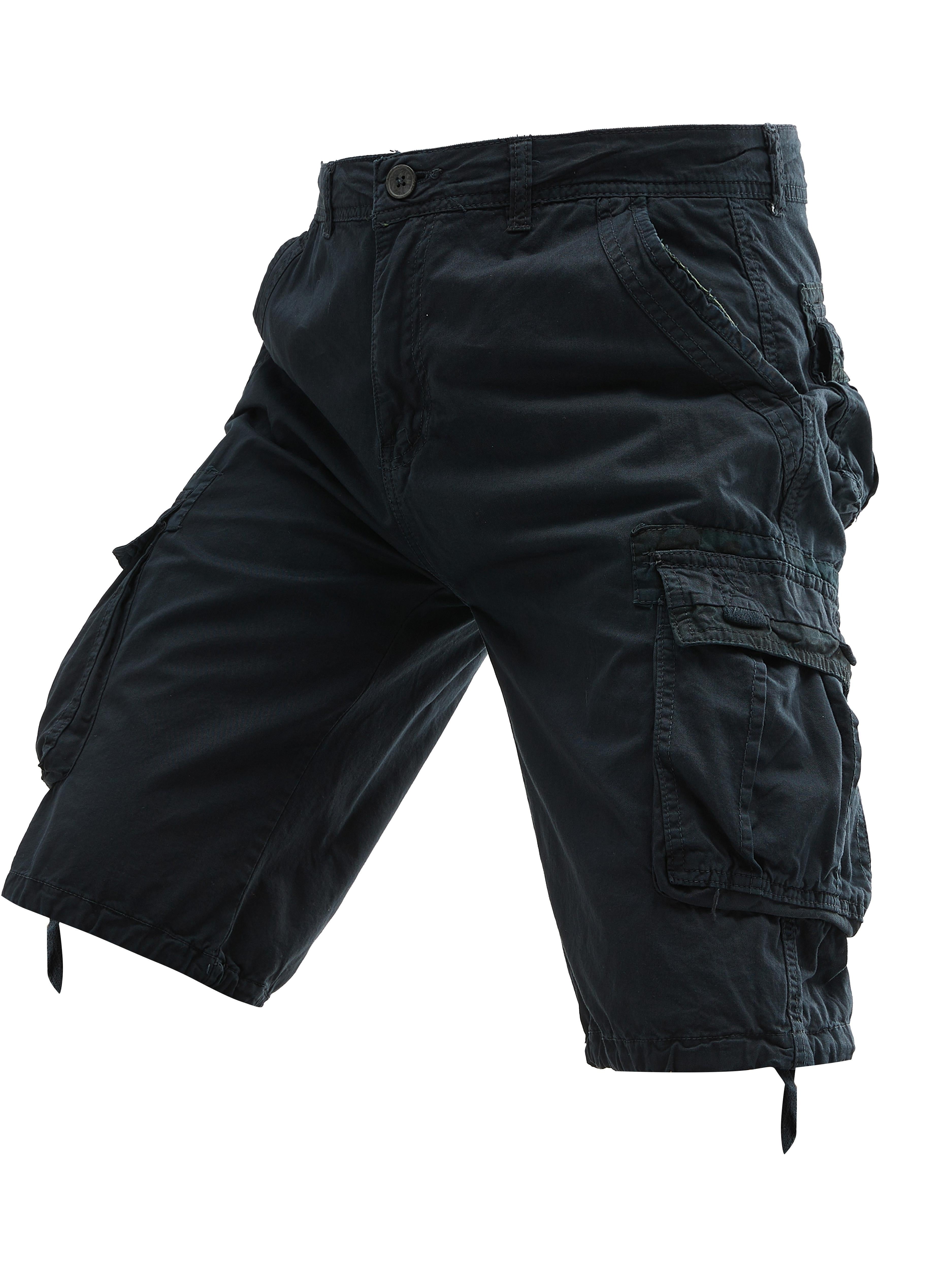 Men's Plus Size Cotton Cargo Shorts Solid Color Street Style Regular Fit Non-Stretch Woven Fabric