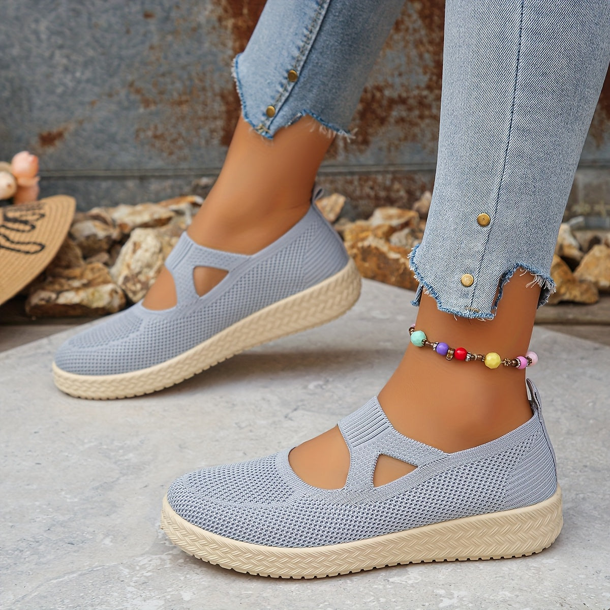 Women's Slip-On Loafers Comfortable Breathable Flat Shoes Pink Blue Navy