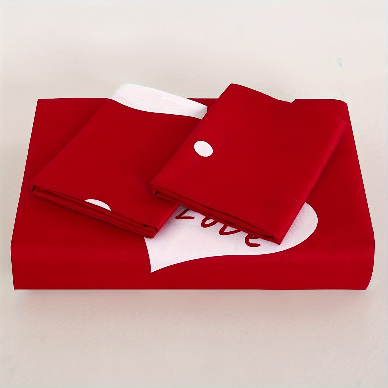 Red Polka Dot Bedding Set with Pillowcases and Quilt Cover for Bedroom or Guest Room