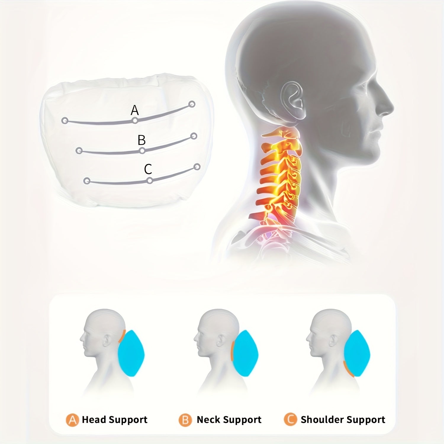 Car Neck Pillow Breathable Memory Foam Ergonomic Adjustable Travel Accessory