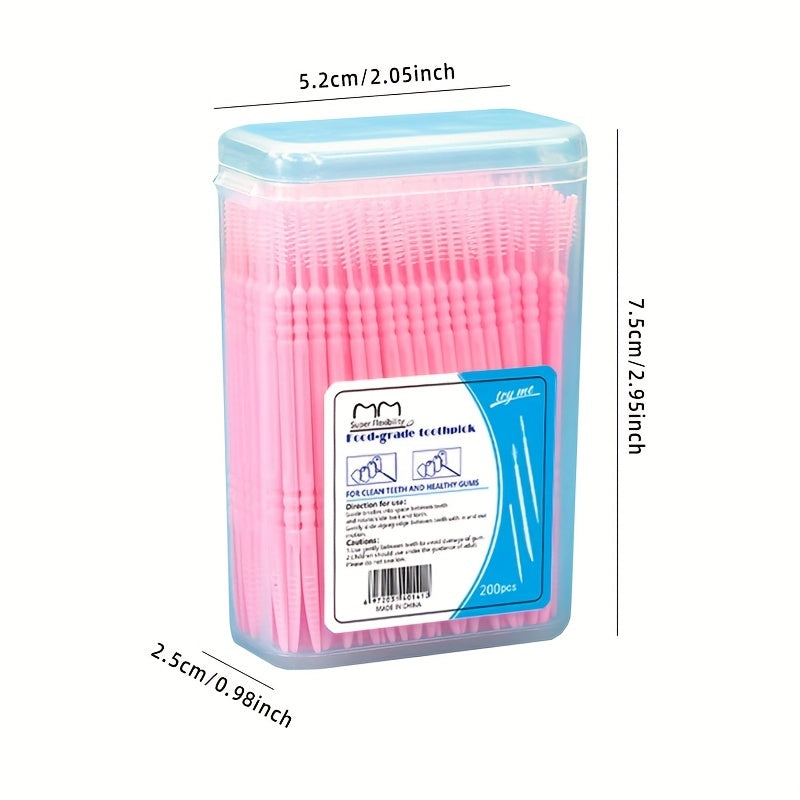 200 Pack Dental Floss Picks Fishbone Interdental Brushes Unscented Travel