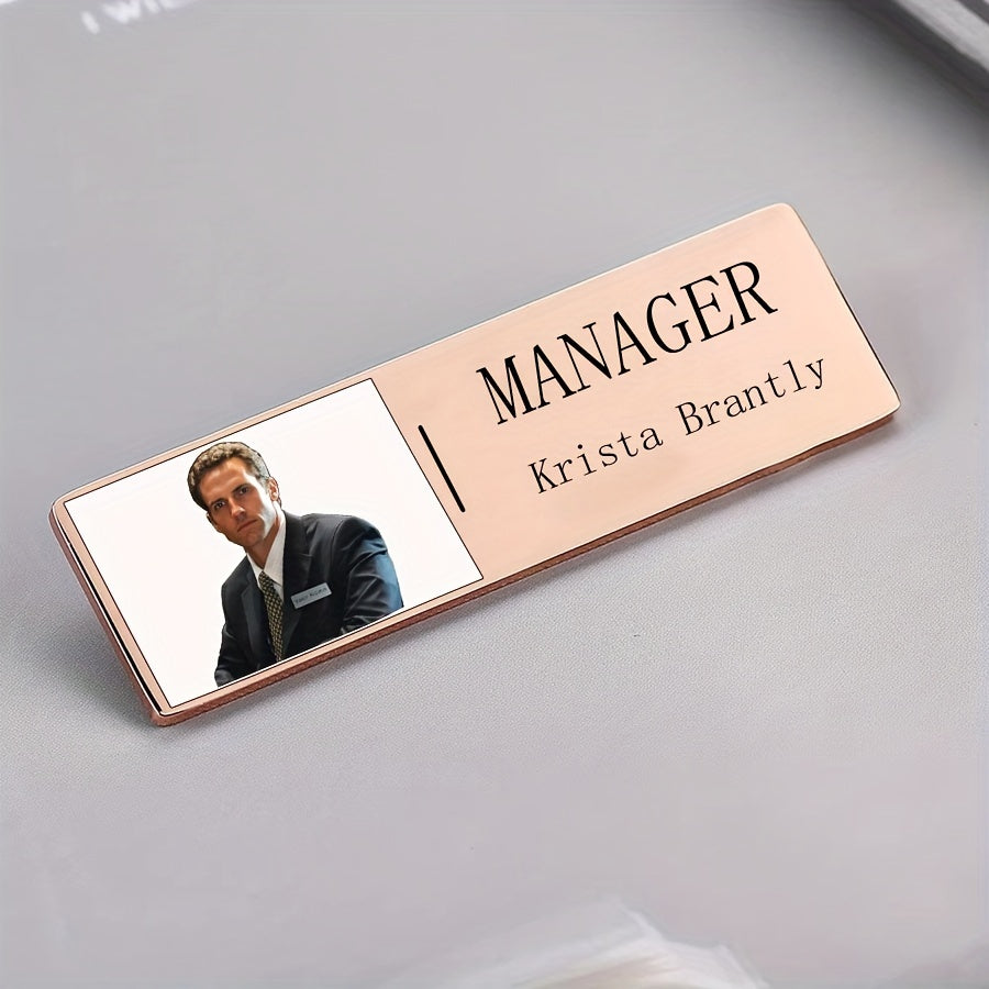 Customizable Rectangular Brooch with Personalized Logos and Photos in Stainless Steel