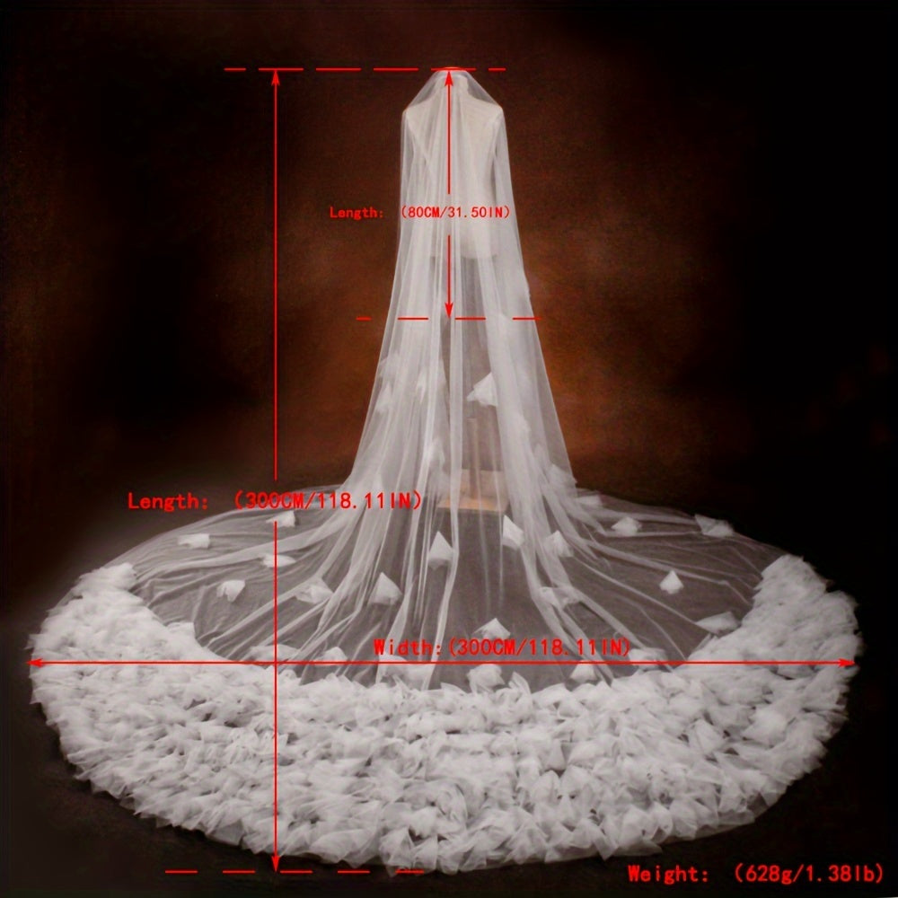 Women's Bridal Veil with Cascading Petals Polyester Wedding Accessory