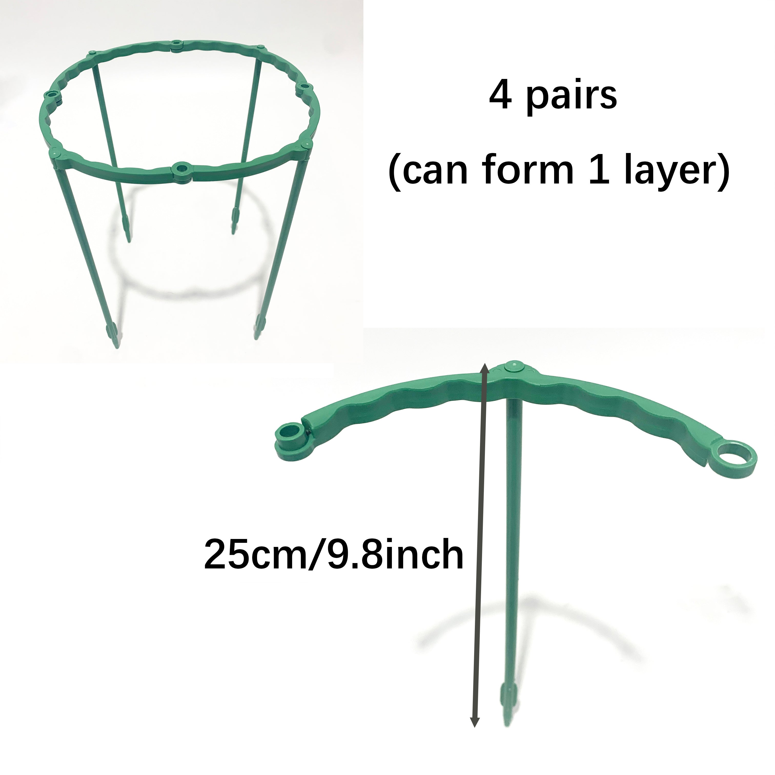 4pcs Large Semi-Circle Plant Support Frame 24.99cm Green Indoor Garden Support
