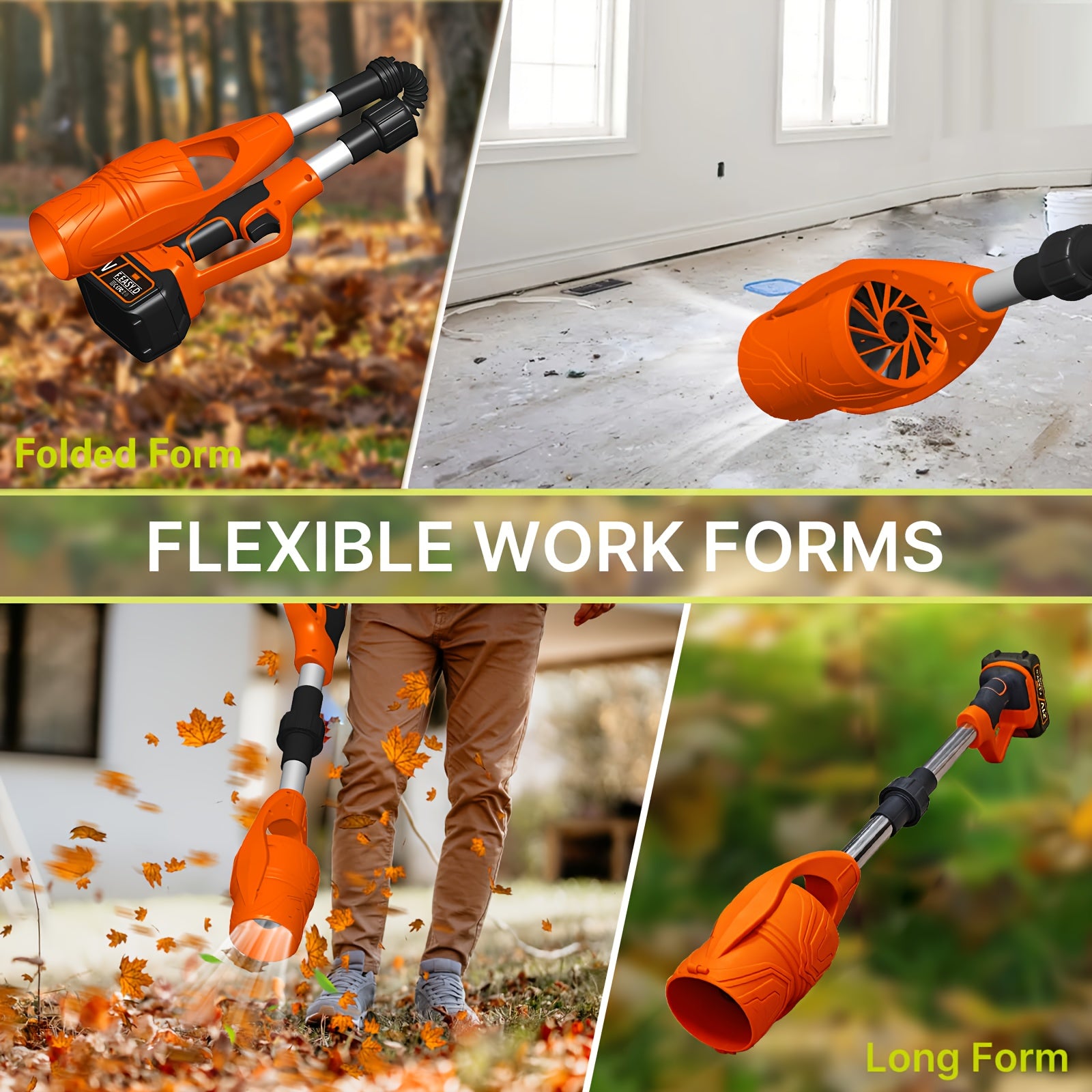 Wireless Lithium Battery Leaf Blower for Yard Cleanup, Orange and Black