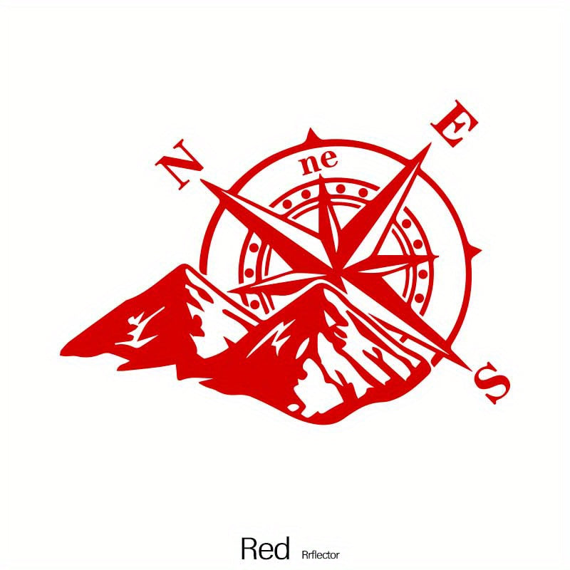 Calcomanías para vehículos de aventura, brújula reflectante, pegatinas de montaña, vinilo