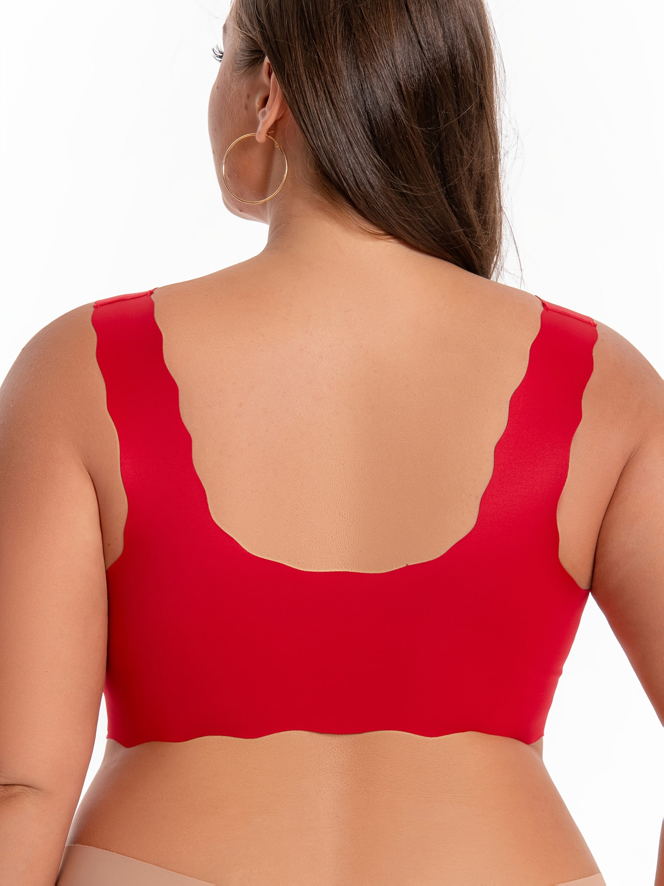 Plus Size Wireless Lace Bra for Women Solid Color High Stretch Knit Fabric