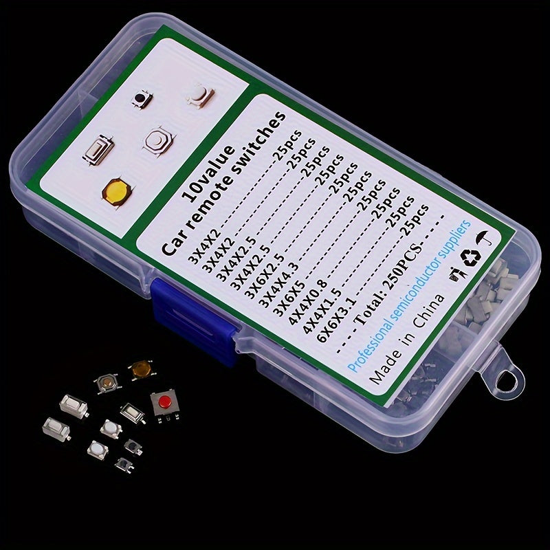 250 штук тактильных кнопочных переключателей для электроники и бытовых приборов