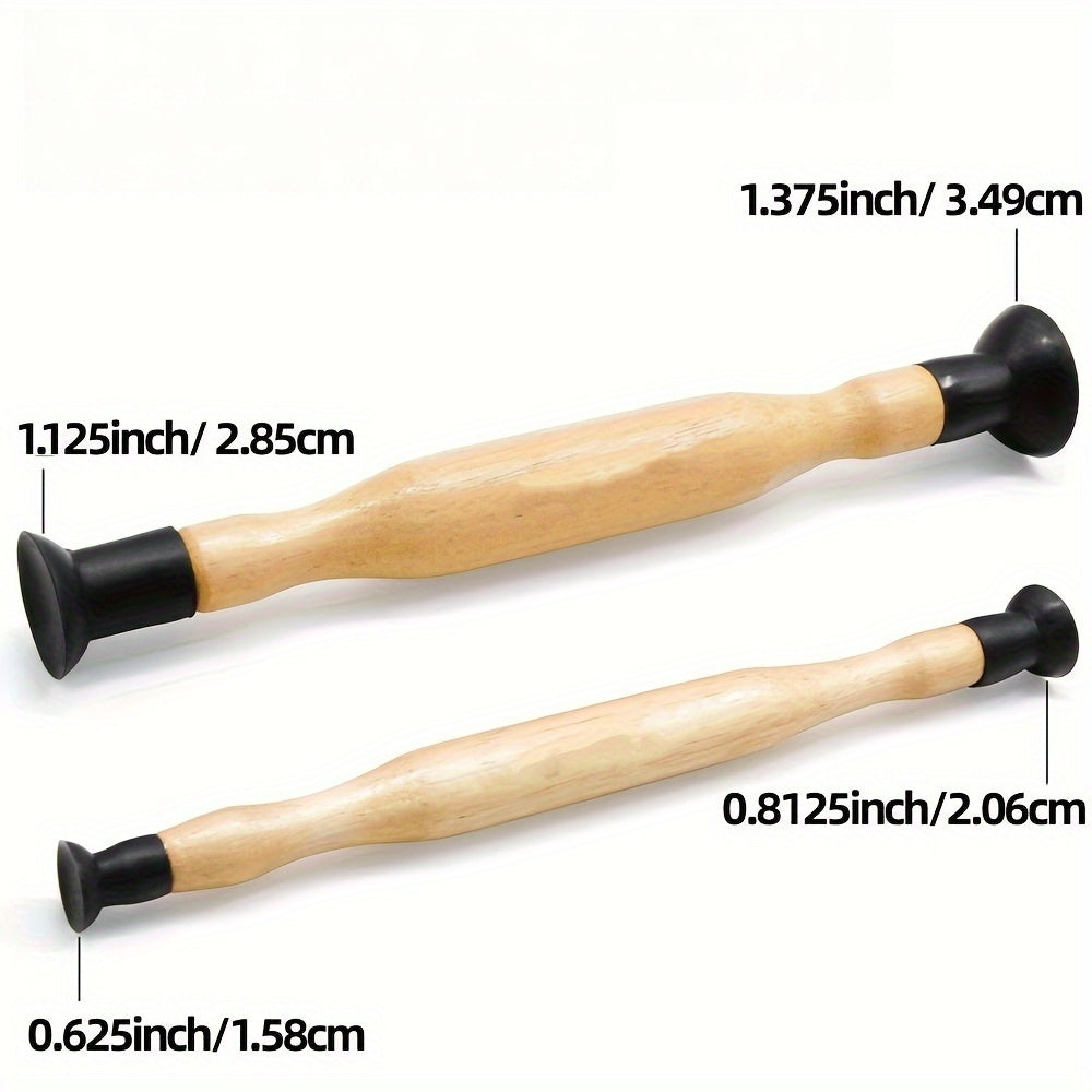 2 Pieces Double-Ended Valve Lapping Tool Set with Hardwood Handles for Cup and Seat Repair