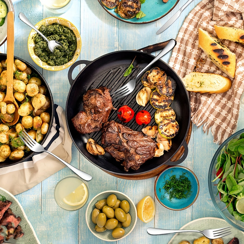 Flatware Set 2 or 6 Pieces Mirror Polished Dishwasher Safe Dinner and Salad Forks Spoons