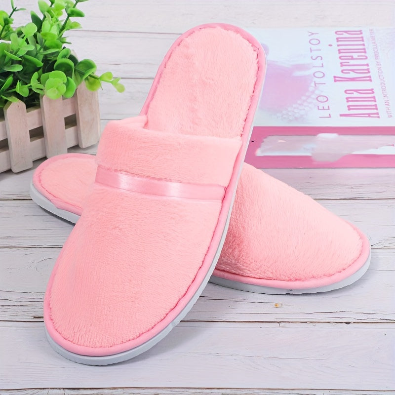Unisex Coral Fleece Disposable Slippers Thick Warm Non-Slip for Home Travel