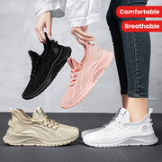 Women's Breathable Knit Sneakers Casual Lace-Up Outdoor Sport Shoes