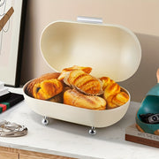 Oval Metal Storage Chest with Flip Top Closure White Non-Waterproof Multipurpose Container