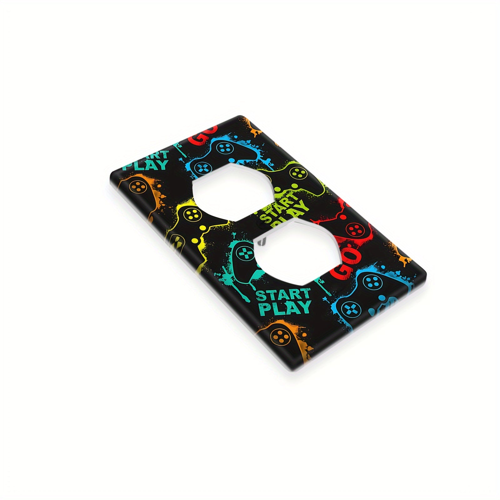 Colorful Gaming Light Switch Cover with "Go Play Start" Design for Teen Rooms and Game Spaces