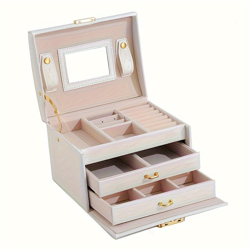 Leather Jewelry Organizer with Multiple Compartments for Necklaces and Earrings