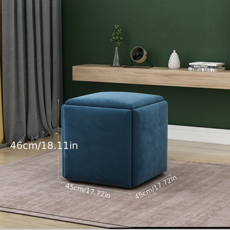 Shimoliy uslubidagi ottoman, yashirin metall ramkali, rang-barang qoplamada 5-in-1 modulli stul, turli muhitlar uchun mukammal - sariq/kulrang/ko'k/yashil va boshqalar.