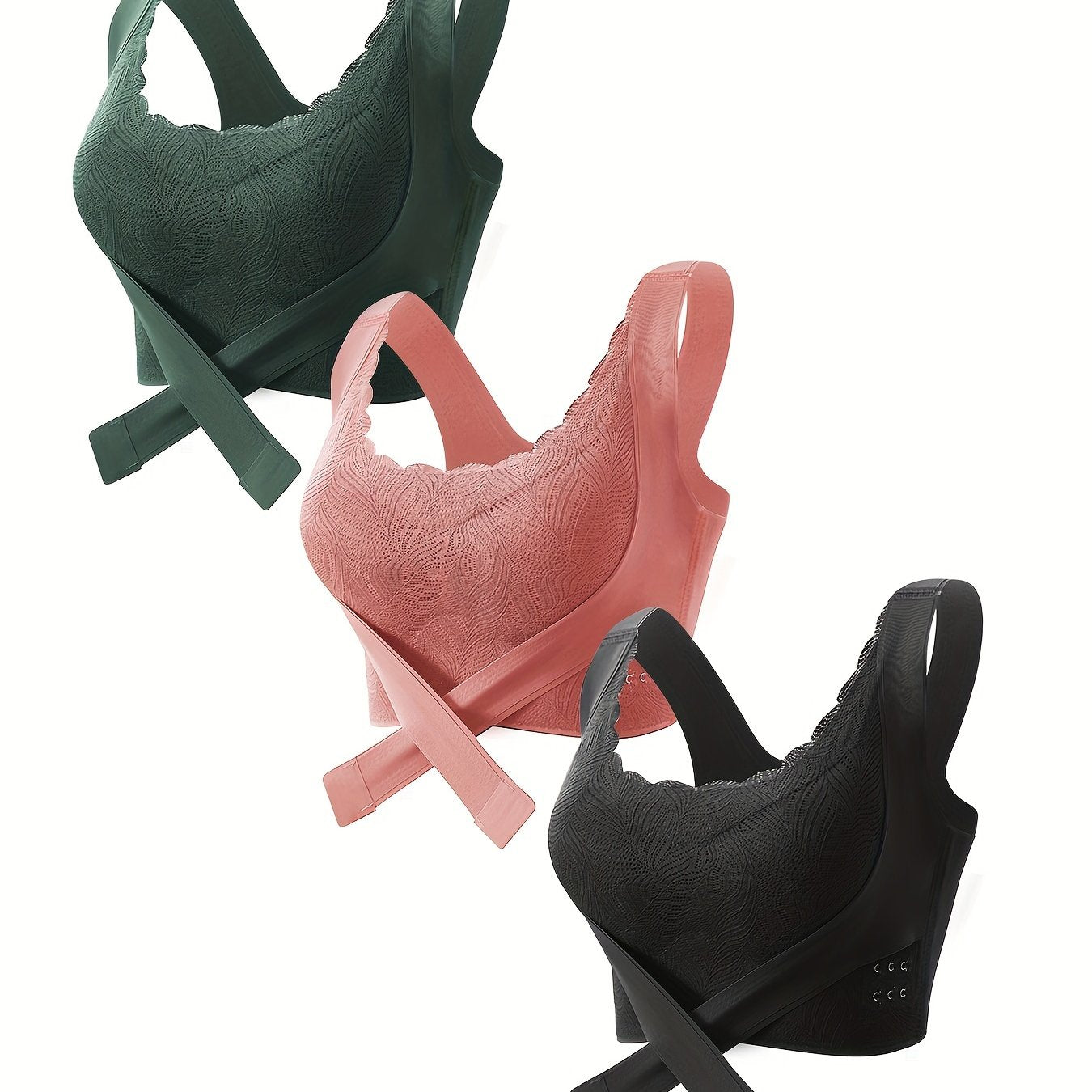 Women's Lace Wireless Bra with Front Buckle Full Coverage Lingerie