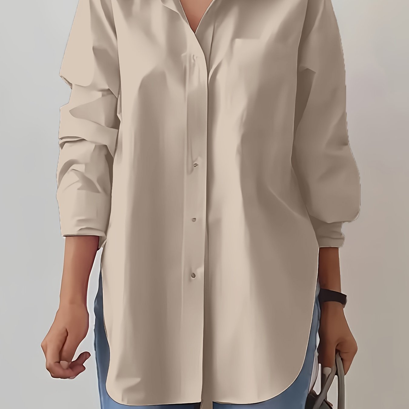 Women's Long Sleeve Polo Shirt Made of 100% Polyester Woven Fabric for Spring Summer Adult