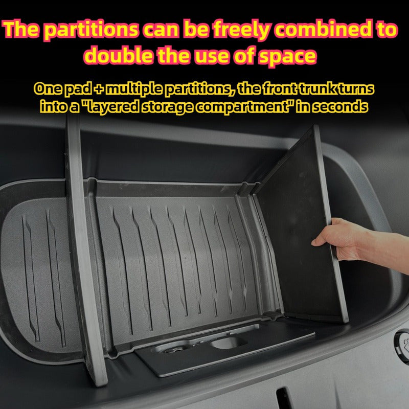 Car Trunk Mat TPE For Tesla Model Y 2025 Storage Organizer with Divider