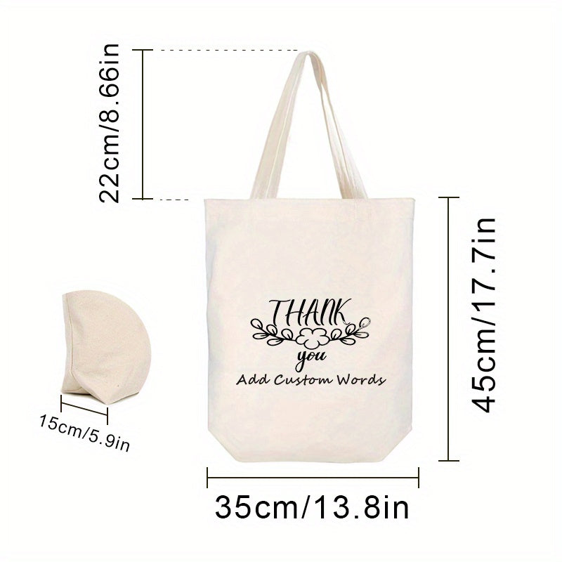 Canvas Tote Bag with Thank You So Much Honey Design for Weddings Birthdays Beach Trips and Gifts