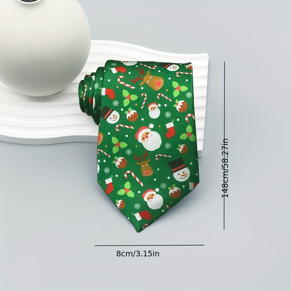 Men's Christmas Tie Woven Polyester with Santa Snowman and Tree Designs