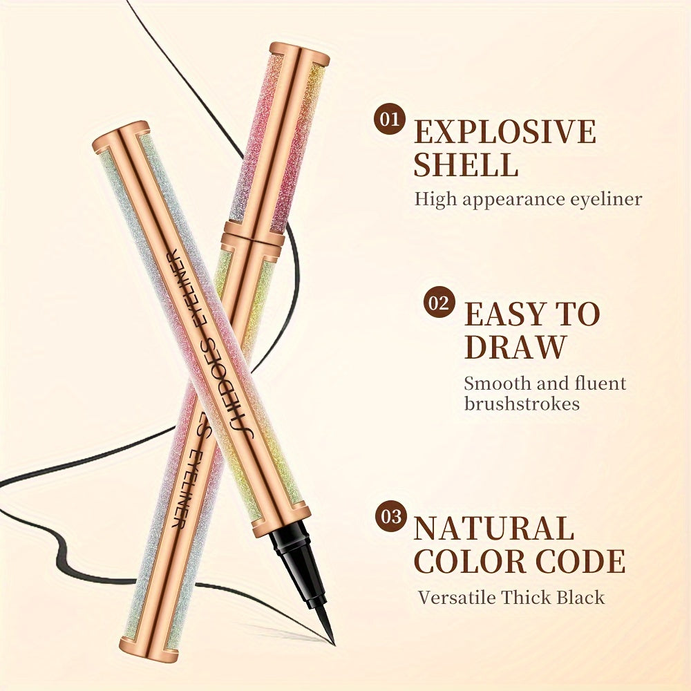 Delineador de ojos líquido negro para mujer, resistente a manchas, de larga duración, con punta de precisión