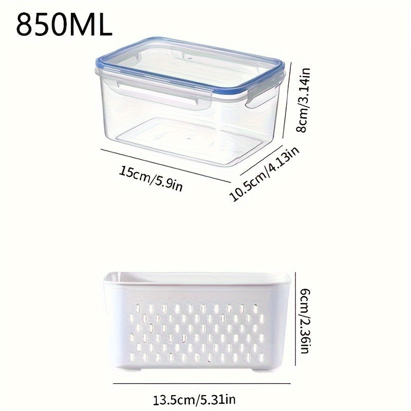 Reusable Food Storage Container Set 2/4pcs with Drain Basket and Lid for Fruits and Vegetables