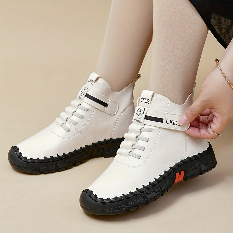 Women's Handmade High-Top Casual Shoes Soft-Sole Spring Autumn Versatile