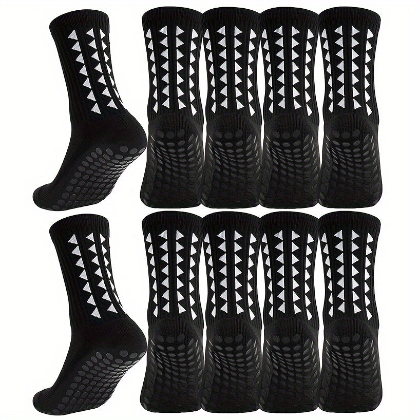 Men Women Geometric Pattern Football Socks 1 5 10 Pairs Towel Bottom Grip