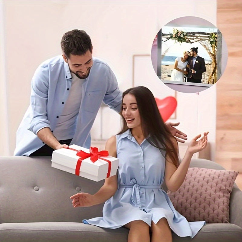 Персонализированная прозрачная акриловая фоторамка для портрета свадебной пары, романтического юбилея, дня рождения или подарка на День святого Валентина с индивидуальным отображением фотографии