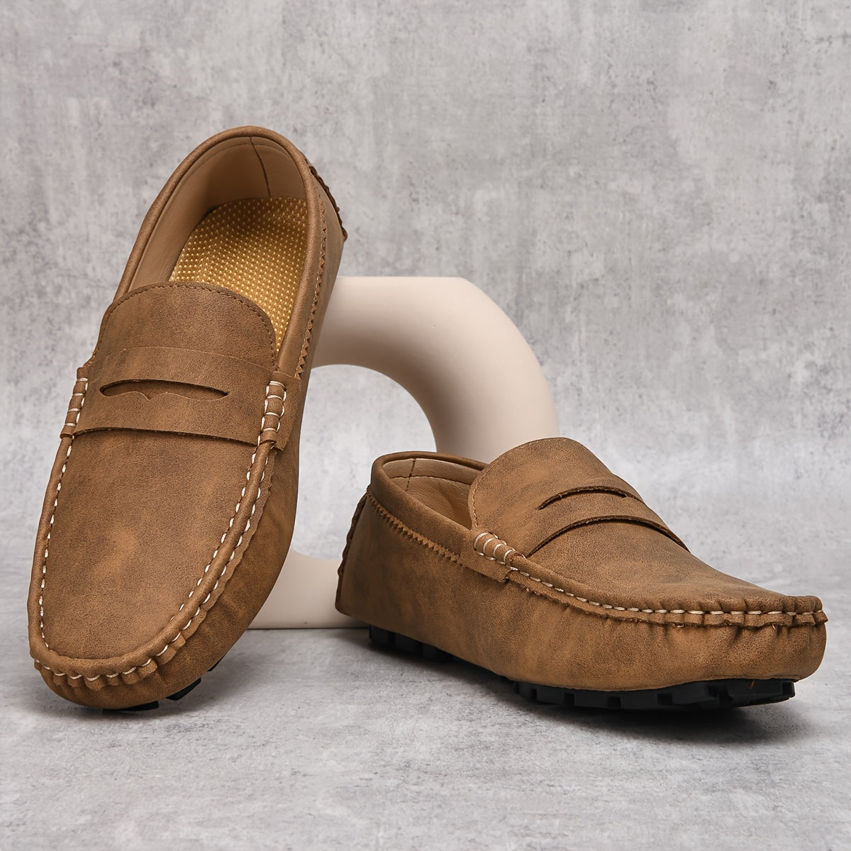 Мужские повседневные мокасины-слипоны с резиновой подошвой, всесезонные, противоскользящие, комфорт