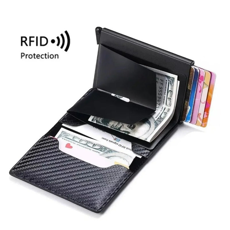 Men's RFID-Blocking Aluminum Alloy Wallet with Multiple Card Slots and Sleek Metal Design