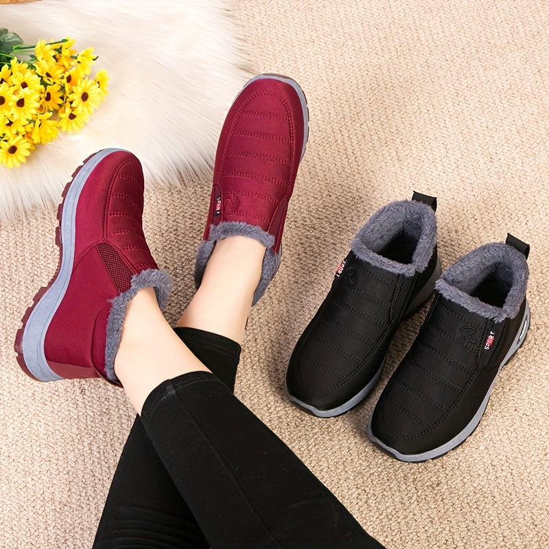 Women's Fleece-Lined Slip-On Boots for All Seasons Warmth