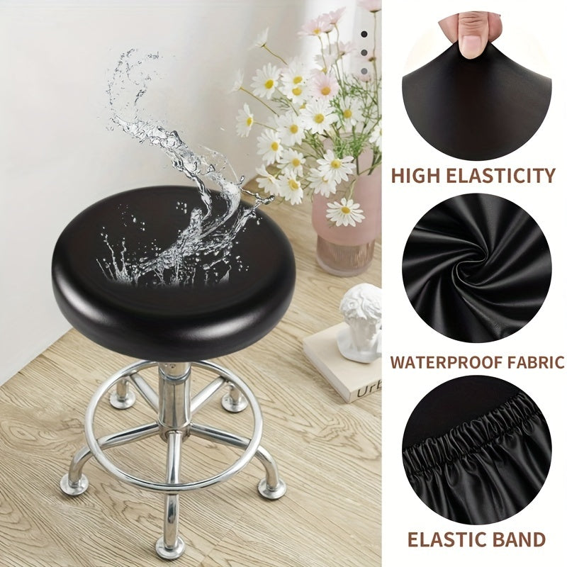 Waterproof Elastic PU Leather Stool Cover for Bar and Salon Small Round Seats